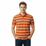 Classic Striped Polo Shirt - Rust Orange