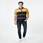 Calvin Klein T-Shirt – Mustard Yellow & Navy Blue Striped