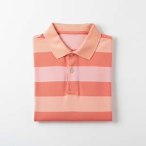 Multi-Stripe Colorblock Polo Shirt - Coral Pink
